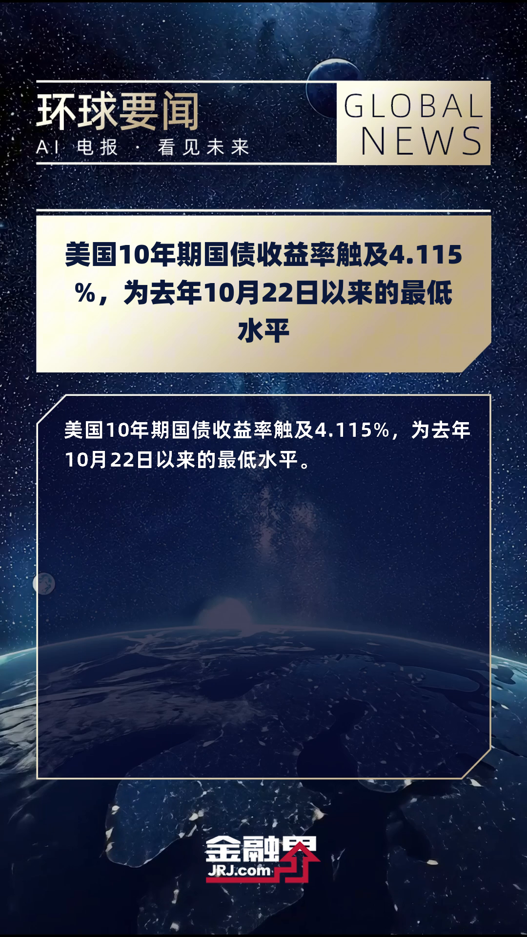 意大利10年期国债收益率降至三个月低点，为3.477%